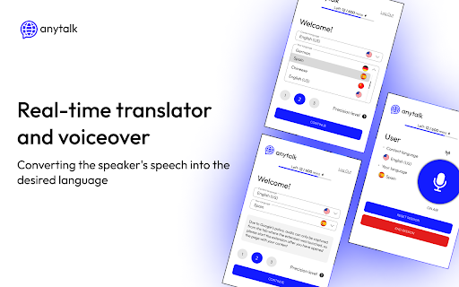 Anytalk: Real-time translator and voiceover screenshot