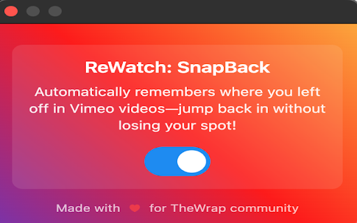 Vimeo Player SnapBack screenshot