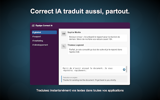 Correct IA : Correction et traduction IA dans vos champs texte screenshot