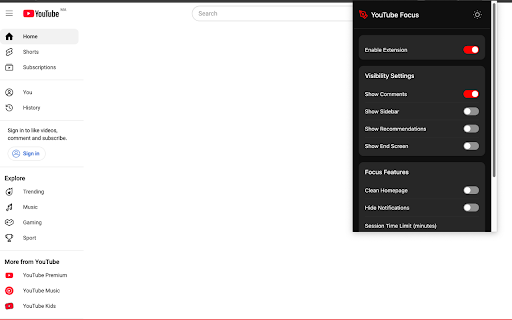 YouTube Focus - Distraction-Free Viewing screenshot