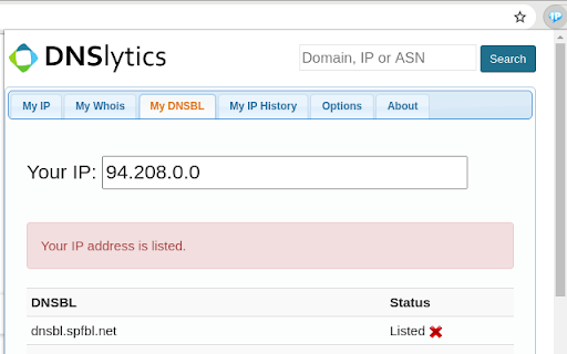My IP address screenshot