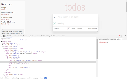 Backbone Debugger screenshot