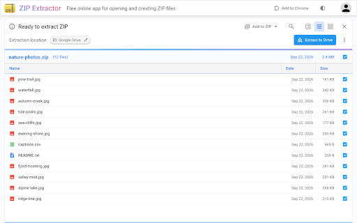 ZIP Extractor screenshot