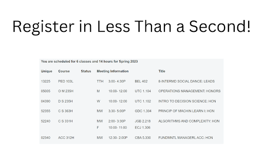 UT Course Scheduler screenshot