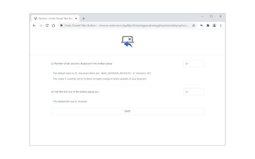 Undo Closed Tabs Button screenshot