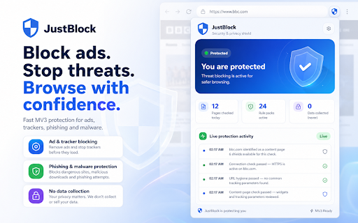 JustBlock Security – Ad Blocker, Malware & Phishing Protection screenshot