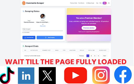 Comments Scraper: Extract comments from 6 social media sites screenshot
