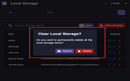 Local Storage screenshot