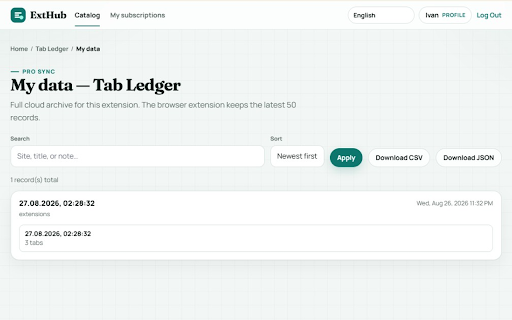 Tab Ledger screenshot