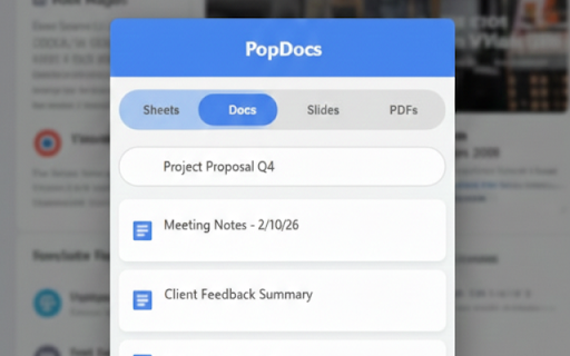 PopDocs: Quick Google Drive File Launcher & Recent Docs screenshot