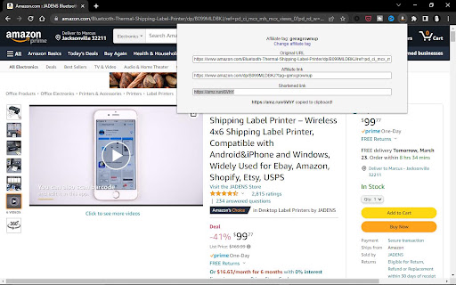 Amazon Affiliate Link Generator screenshot