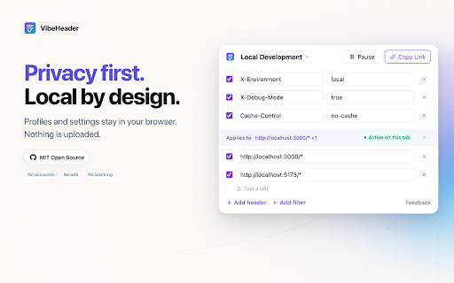 VibeHeader screenshot