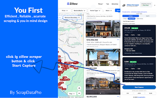 Zillow Scraper: Export Listings, Agents & Reviews to CSV screenshot