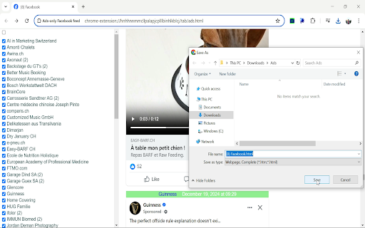 Ads-only Facebook feed screenshot