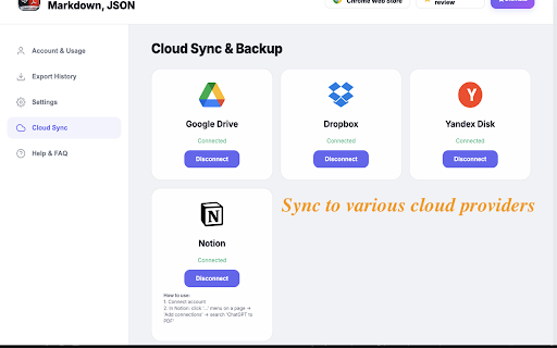 ChatGPT to PDF: Export ChatGPT Chats to PDF, Markdown, JSON screenshot