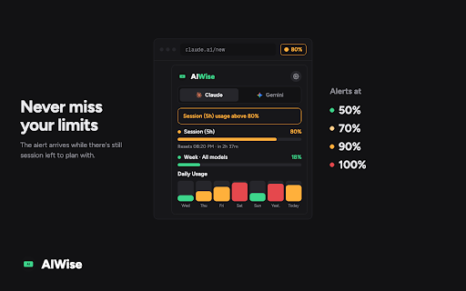AIWise — Claude & Gemini Usage, Quota & Limit Tracker screenshot