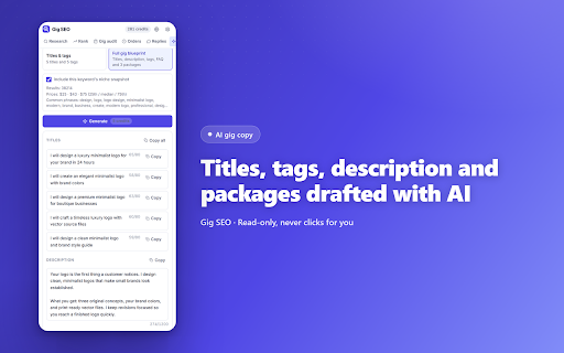 Gig SEO & Rank Tracker for Fiverr™ screenshot