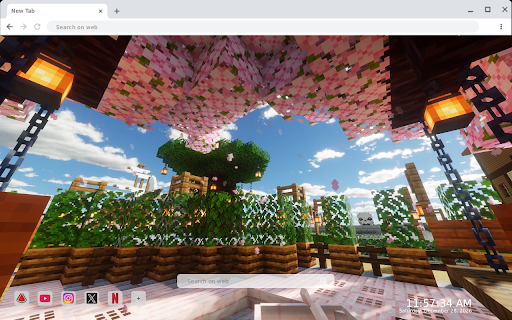 Minecraft Cherry Blossom Garden Live Wallpaper screenshot