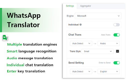 WA Web Translate - Real-time Message Translate & Audio to Text screenshot