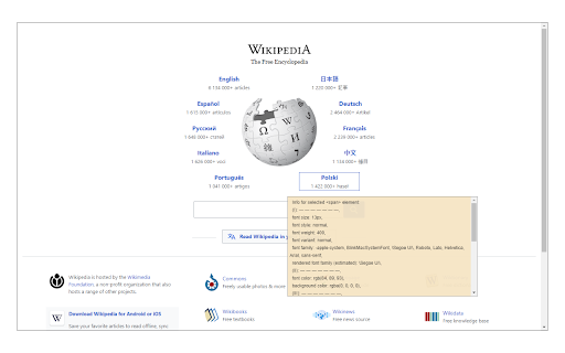Font Inspector screenshot