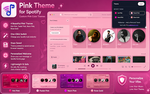 Pink Theme for Spotify - Custom Pink Color Themes screenshot