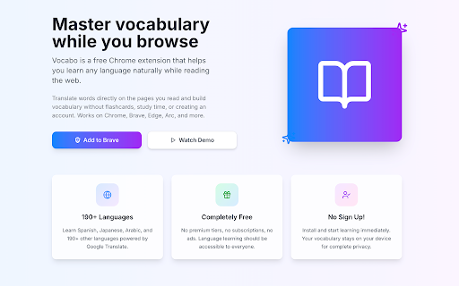 Vocabo - Learn 249+ Languages While Browsing screenshot