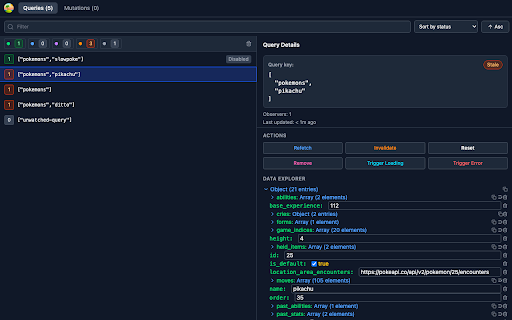 TanStack Query DevTools screenshot