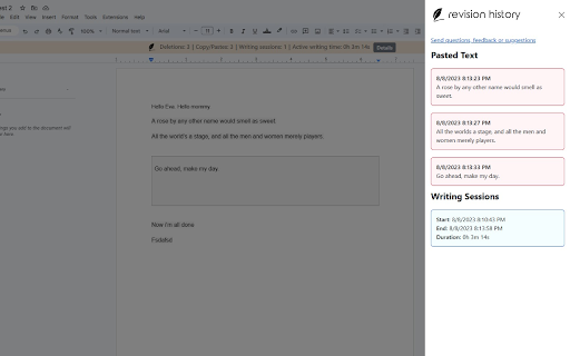 Revision History: Writing Process Visibility for Google Docs & Slides screenshot