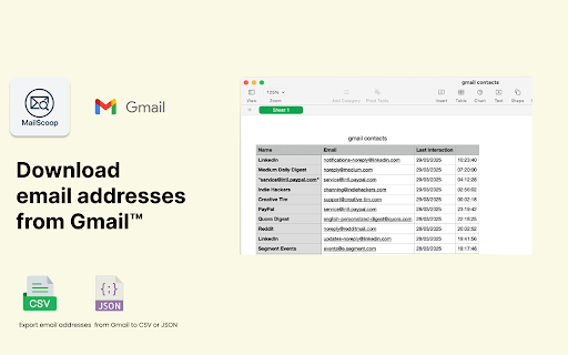 MailScoop - Download Email Addresses from Gmail screenshot