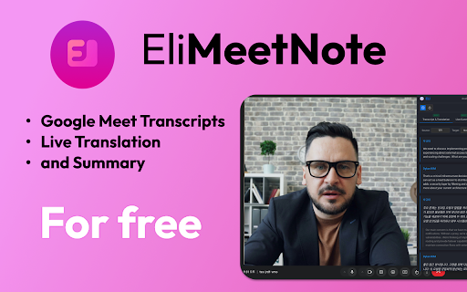 Free Google Meet Note: Live Transcription & Translate & Summary, Bookmark screenshot