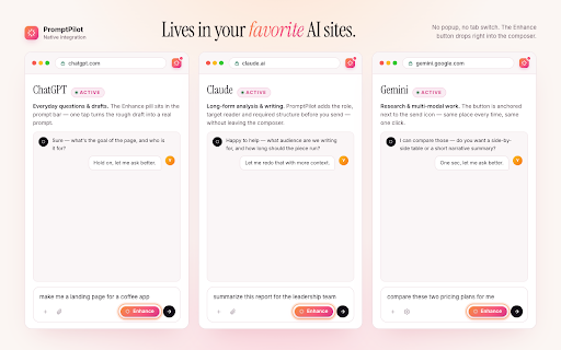 PromptPilot — Prompt enhancer for ChatGPT, Claude & Gemini screenshot
