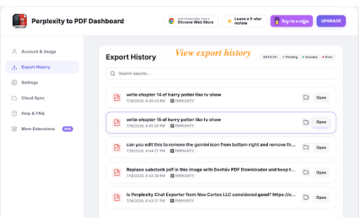 Perplexity Chat Exporter: Export Perplexity to PDF, Markdown, JSON screenshot