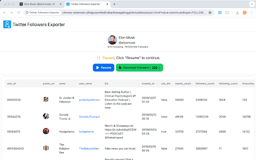 Twitter Follower Export Tool - Export Followers / Following screenshot