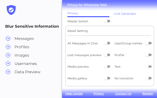 Privacy Extension for WA Web screenshot