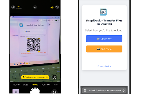 SnapiDesk: Instant Mobile-to-Desktop photos & file Transfers screenshot