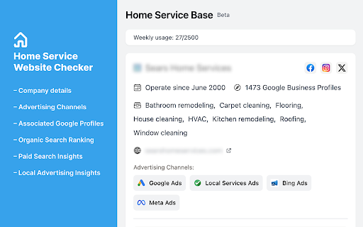Home Service Base – Website Checker screenshot