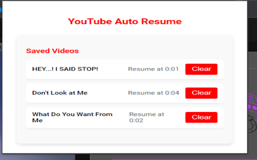 YouTube Auto-Resume screenshot