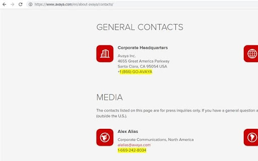 Avaya Click To Dial screenshot