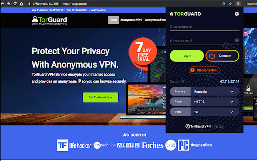 TorGuard VPN Proxy Extension screenshot