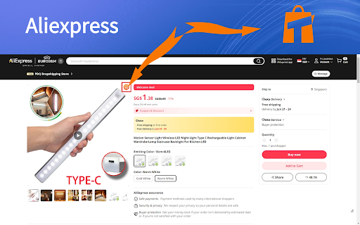 One-Click Search Aliexpress Similar Products screenshot