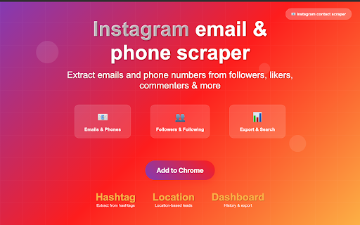 Instagram email & phone scraper screenshot