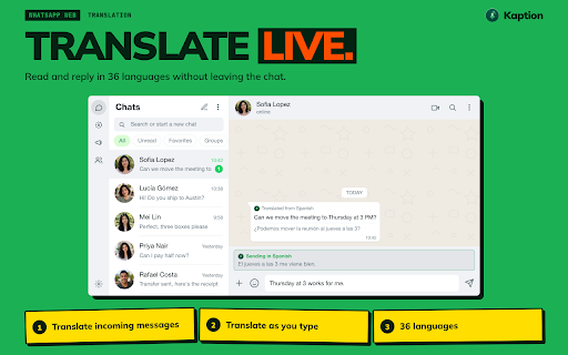 Audio to Text + Translation in WhatsApp Web using ChatGPT screenshot