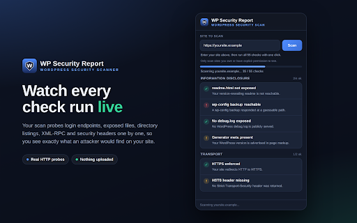 WP Security Report screenshot