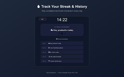 Daily Intention — Free & Simple Focus New Tab screenshot