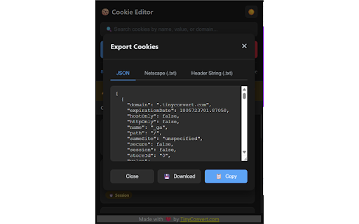 Cookie Editor for Chrome screenshot