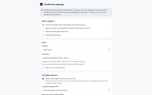 Screenshot — Full Page Capture, Region & Annotate | ShotFrame screenshot