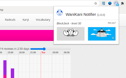 WaniKani Notifier screenshot