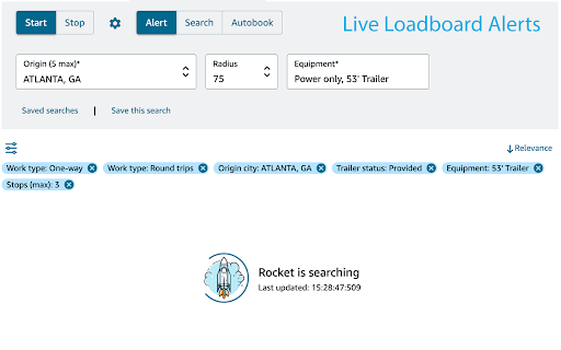 Relay Auto Booker Refresher Rocket Pro for Amazon Relay screenshot