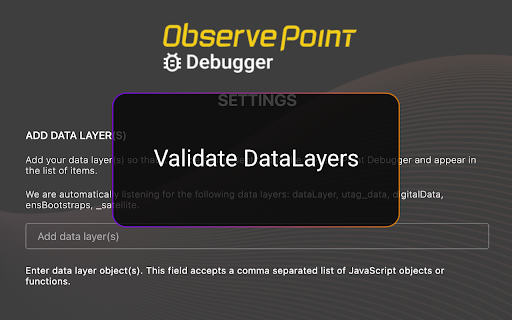 ObservePoint Debugger screenshot