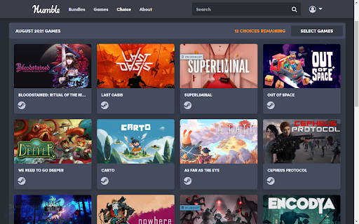 Steam tags for Humble Bundle screenshot